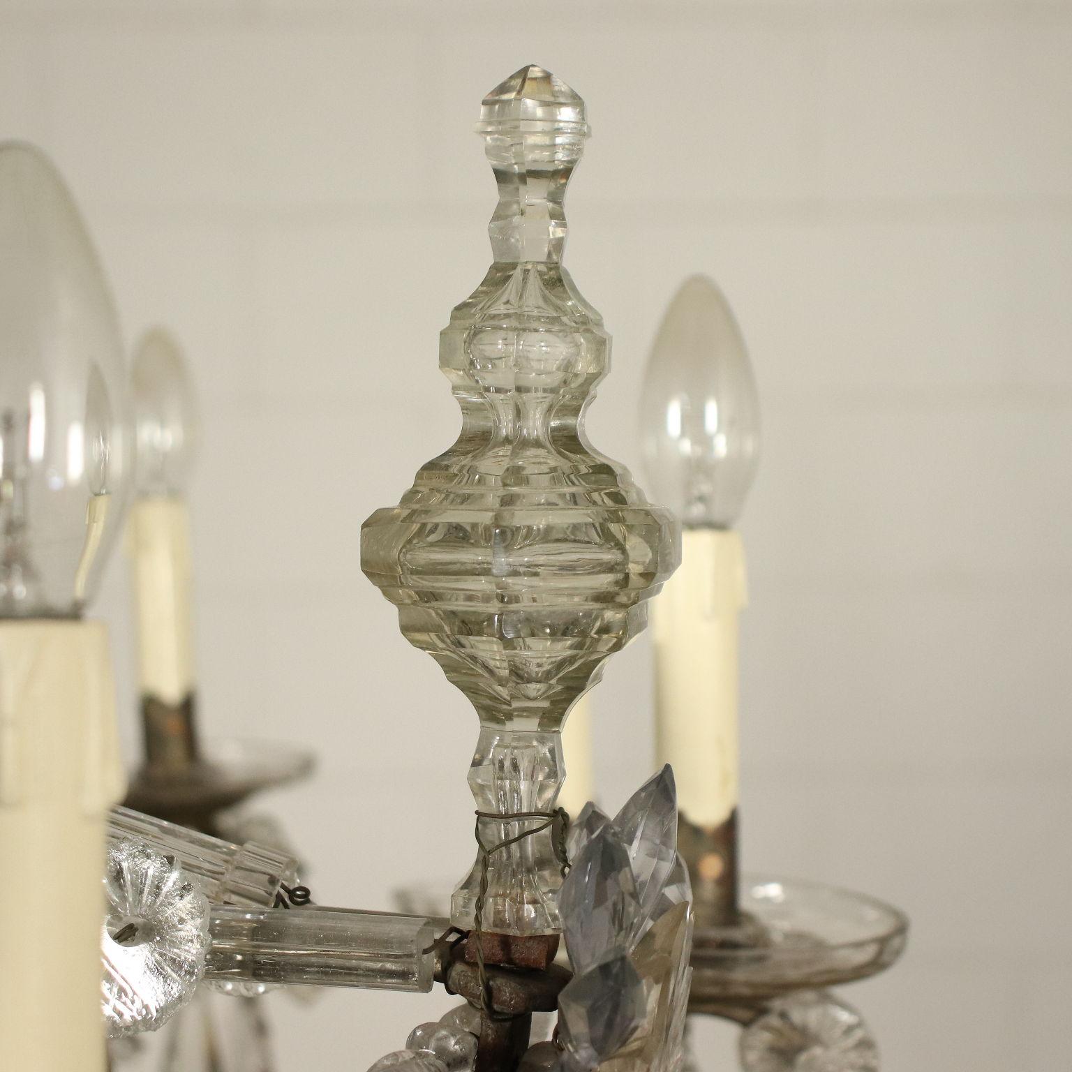 Chandelier Maria Theresa Iron Bronze Glass, Italy, Late 18th Century For Sale 3