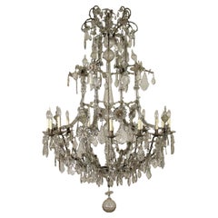 Antique Chandelier Maria Theresa Iron Bronze Glass, Italy, Late 18th Century