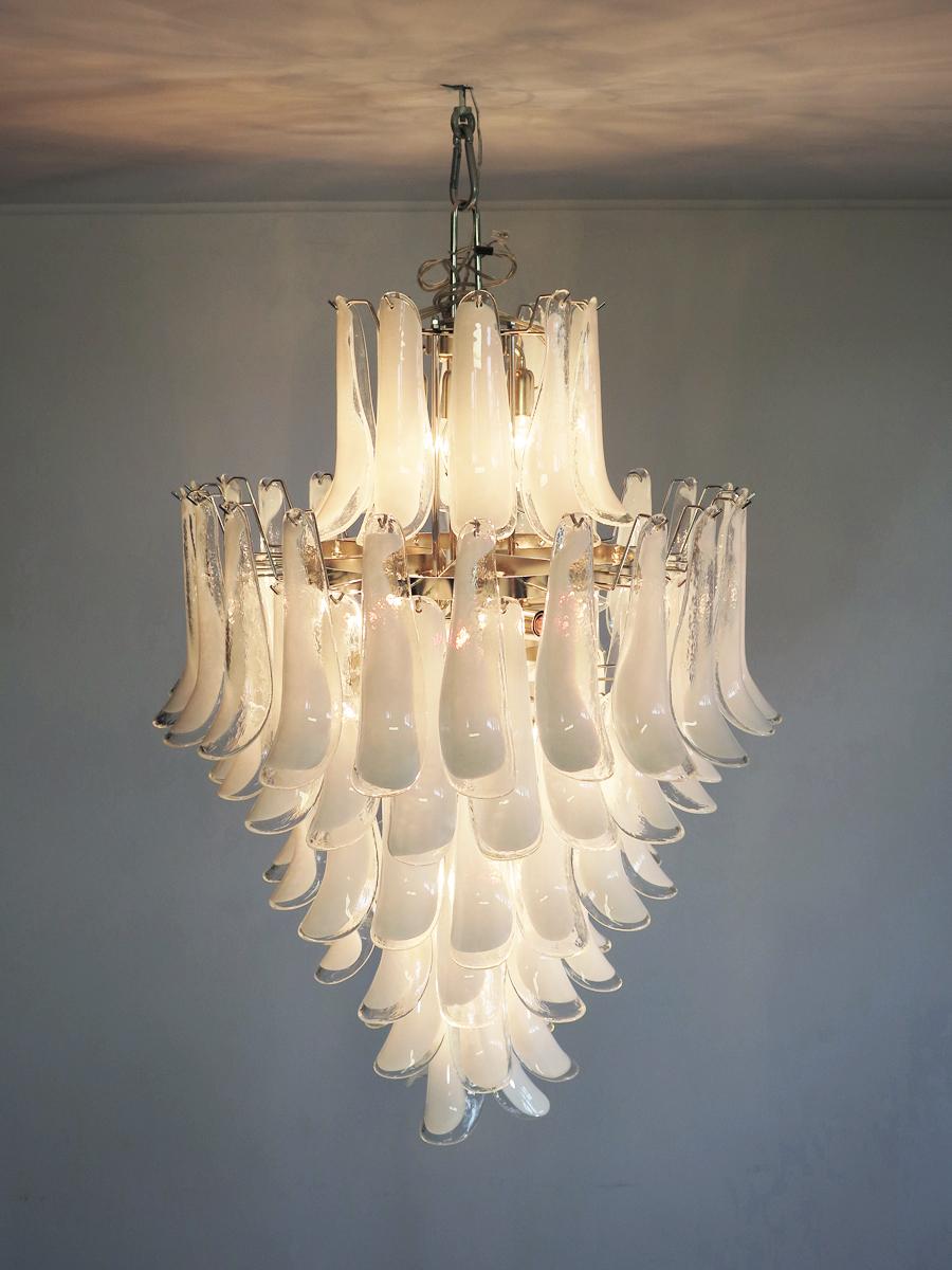 Chandelier Mazzega Murano, Italy - 85 glass petals For Sale 4