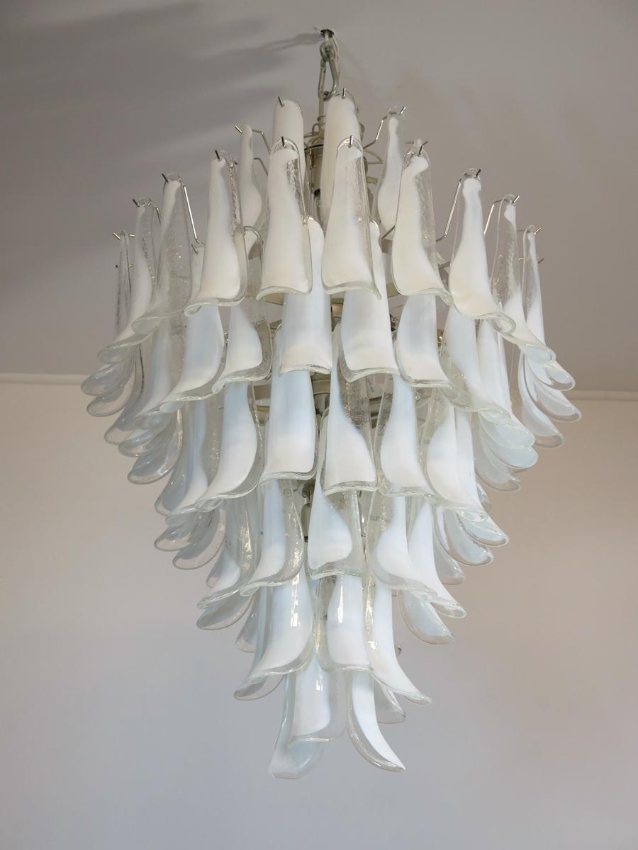 Art Glass Chandelier Mazzega Murano, Italy - 85 glass petals For Sale