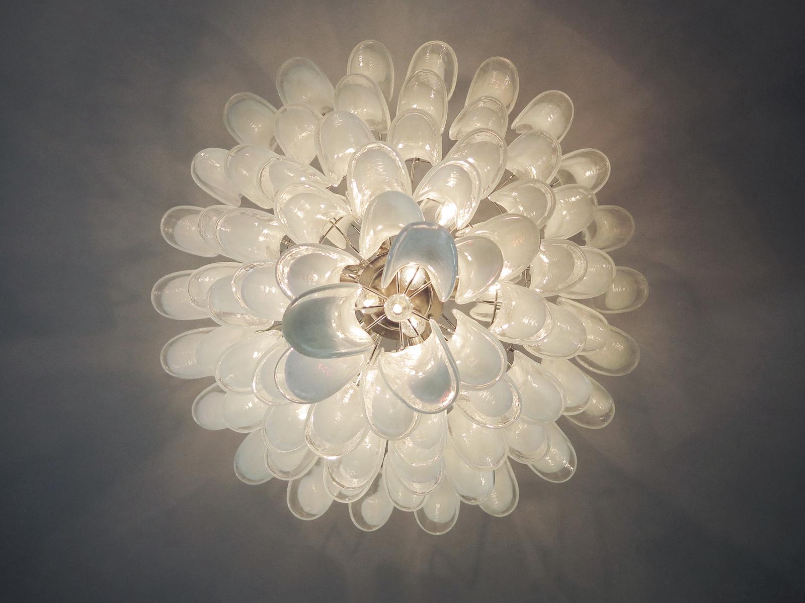 Chandelier Mazzega Murano, Italy - 85 glass petals For Sale 1