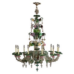 Vintage Chandelier Metal and Glass Murano, Italy, 20th Century