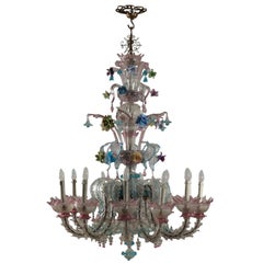 Vintage Chandelier Metal and Glass Murano, Italy, 20th Century