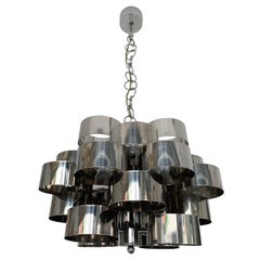 Chandelier Metal Chrome by Targetti Sankey, Italy, 1970s