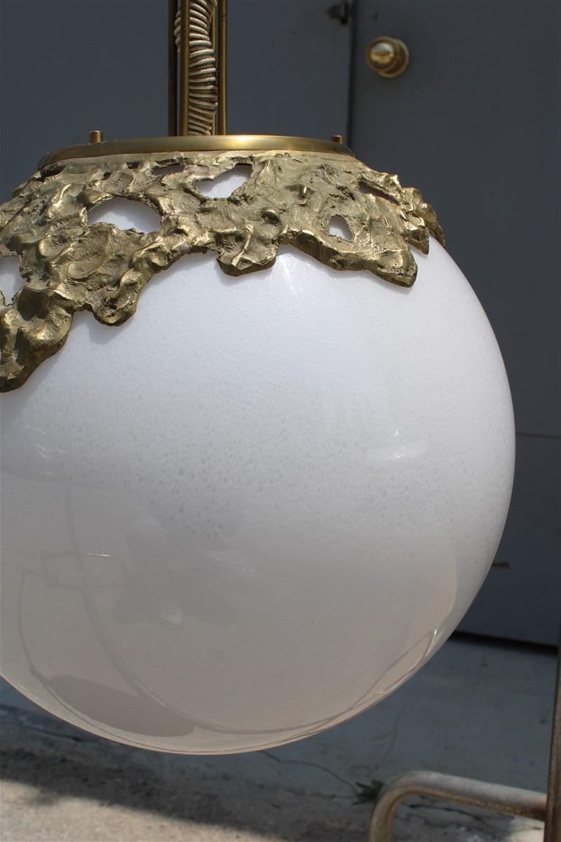 Lustre à structure minimaliste en laiton Esperia Angelo Brotto Pulegoso Murano en vente 8