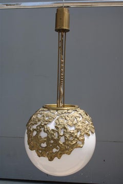 Chandelier Minimalist Brass structure Esperia Angelo Brotto Pulegoso Murano