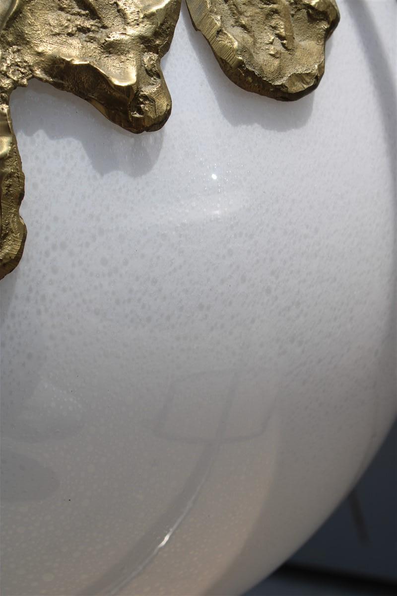Chandelier Minimalist Brass structure Esperia Angelo Brotto Pulegoso Murano For Sale 1