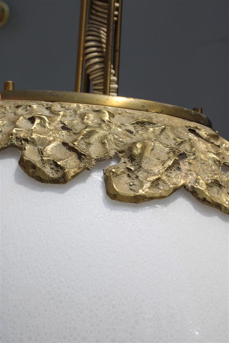 Chandelier Minimalist Brass structure Esperia Angelo Brotto Pulegoso Murano For Sale 3