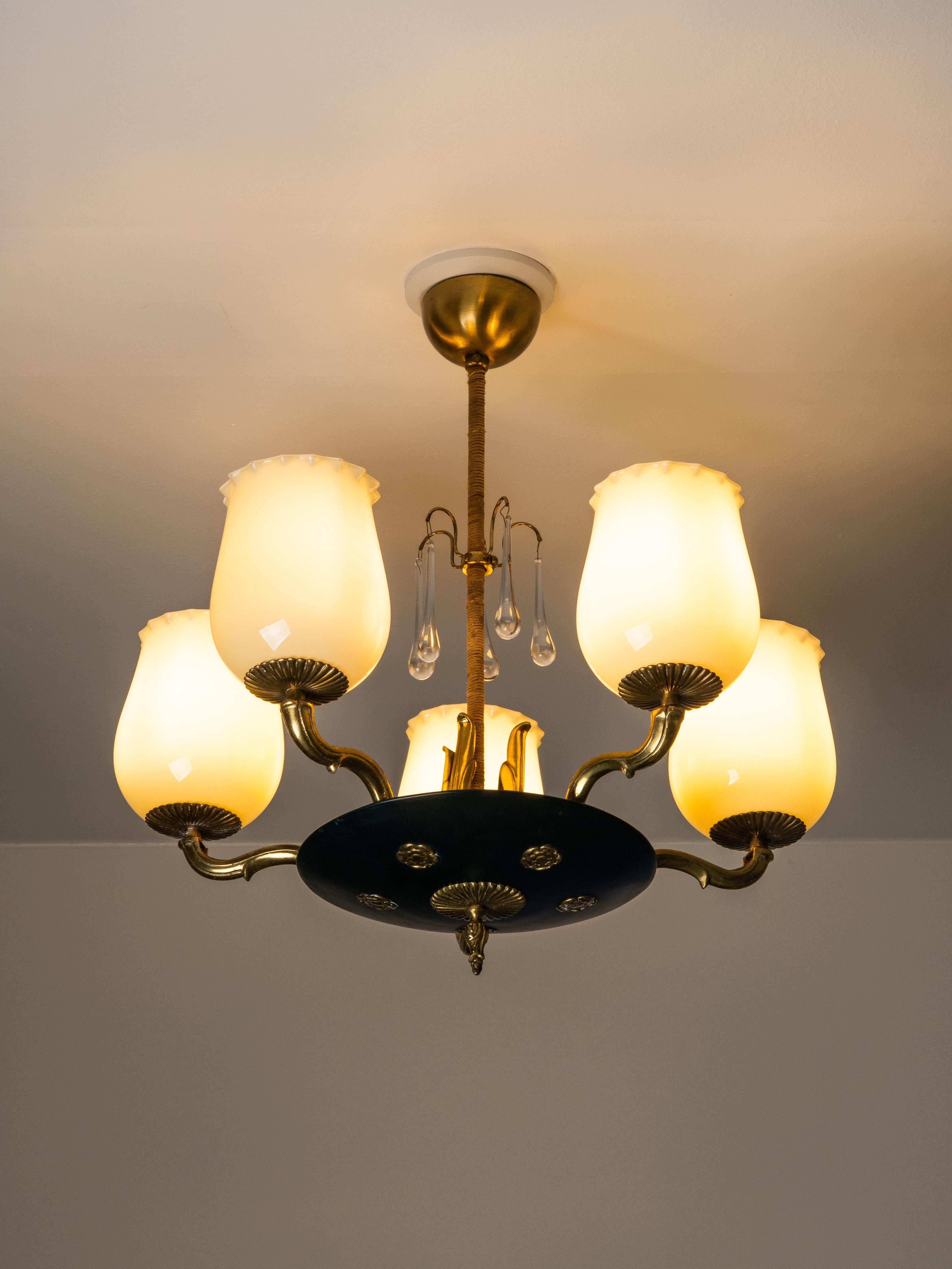 Lampadario Model 1374/5 di Paavo Tynell per Taito Oy, Finlandia, 1930 in vendita 7