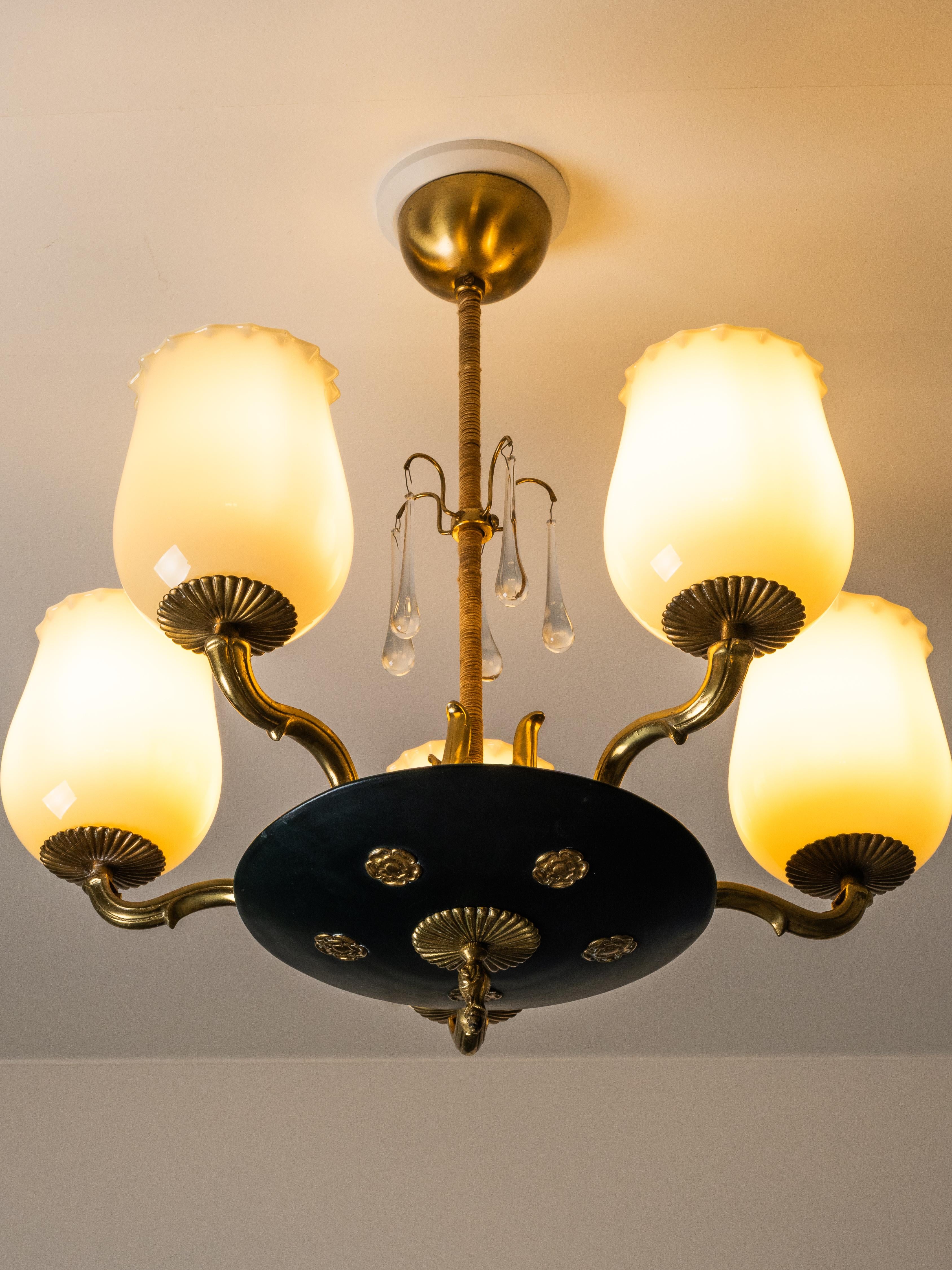 Lampadario Model 1374/5 di Paavo Tynell per Taito Oy, Finlandia, 1930 in vendita 9