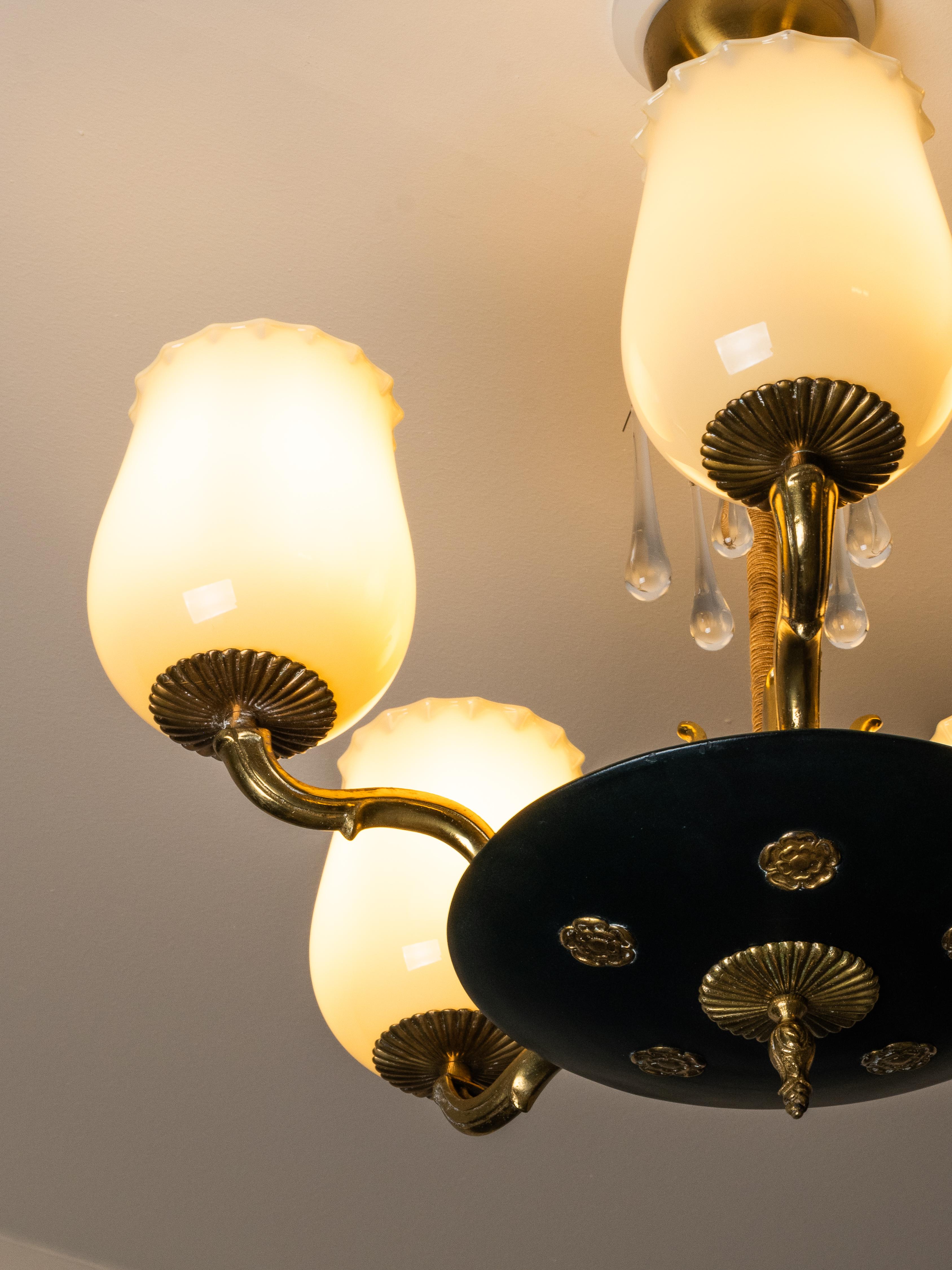 Lampadario Model 1374/5 di Paavo Tynell per Taito Oy, Finlandia, 1930 in vendita 10