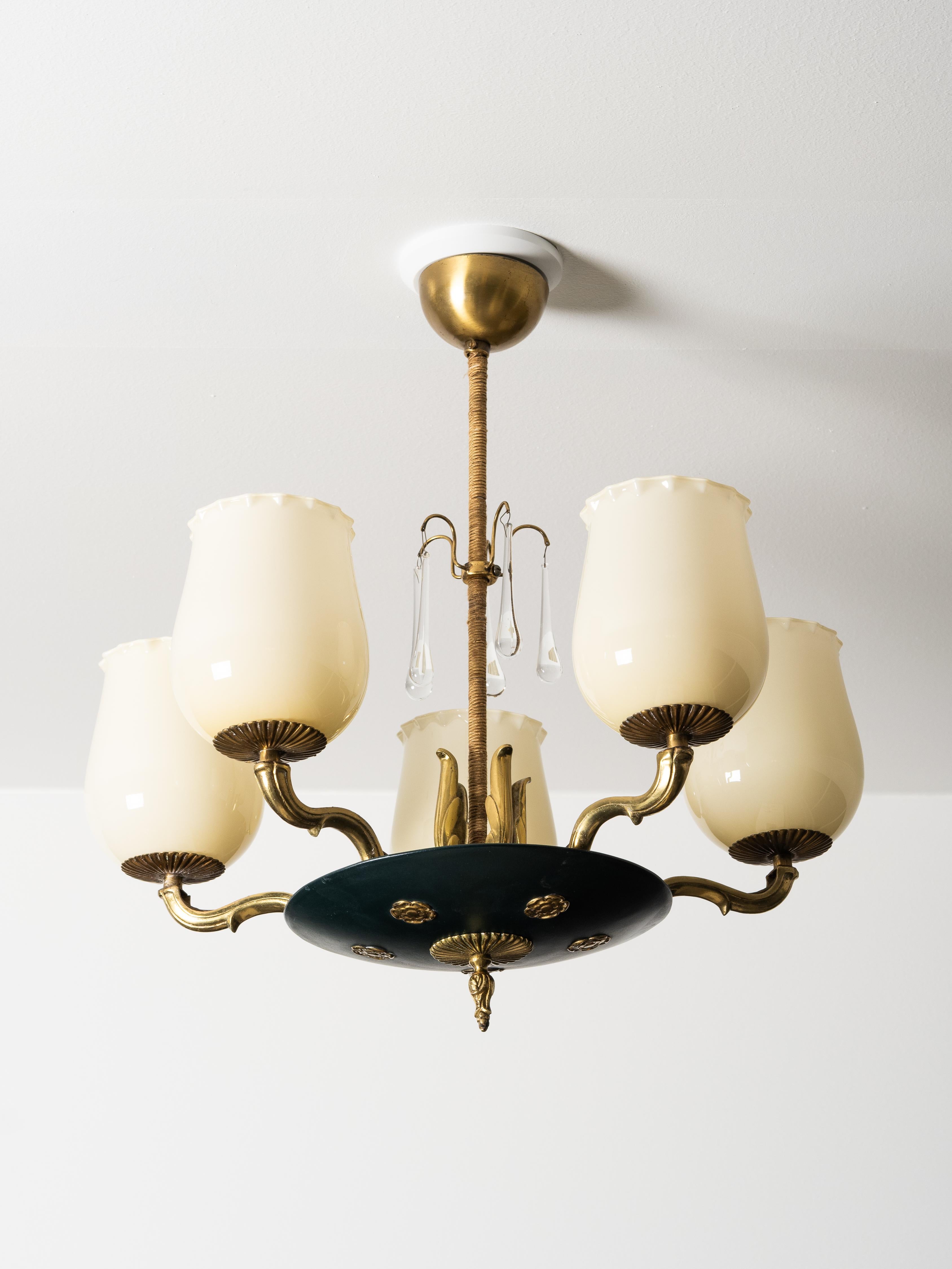 Art Déco Lampadario Model 1374/5 di Paavo Tynell per Taito Oy, Finlandia, 1930 in vendita