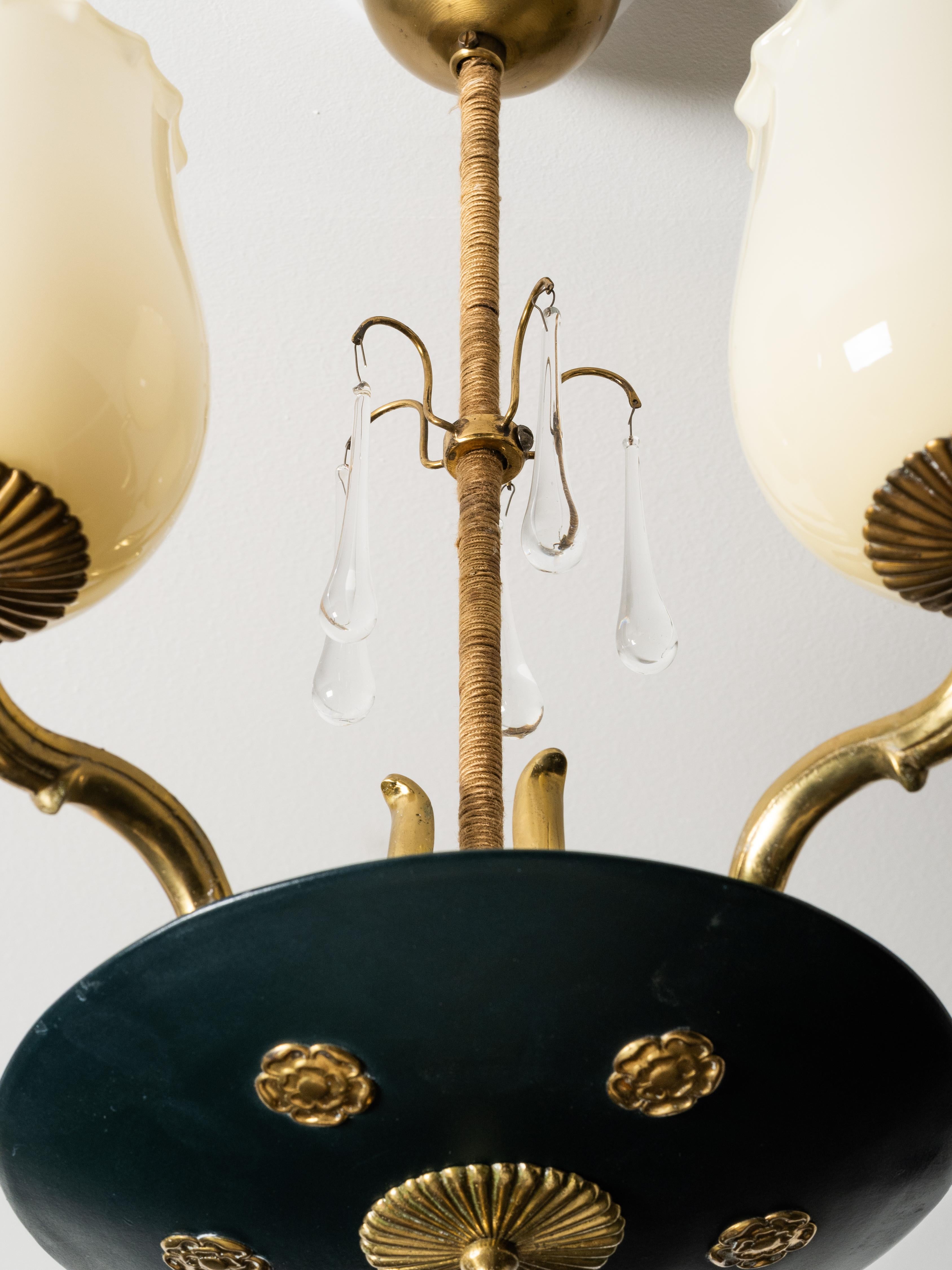 Metallo Lampadario Model 1374/5 di Paavo Tynell per Taito Oy, Finlandia, 1930 in vendita