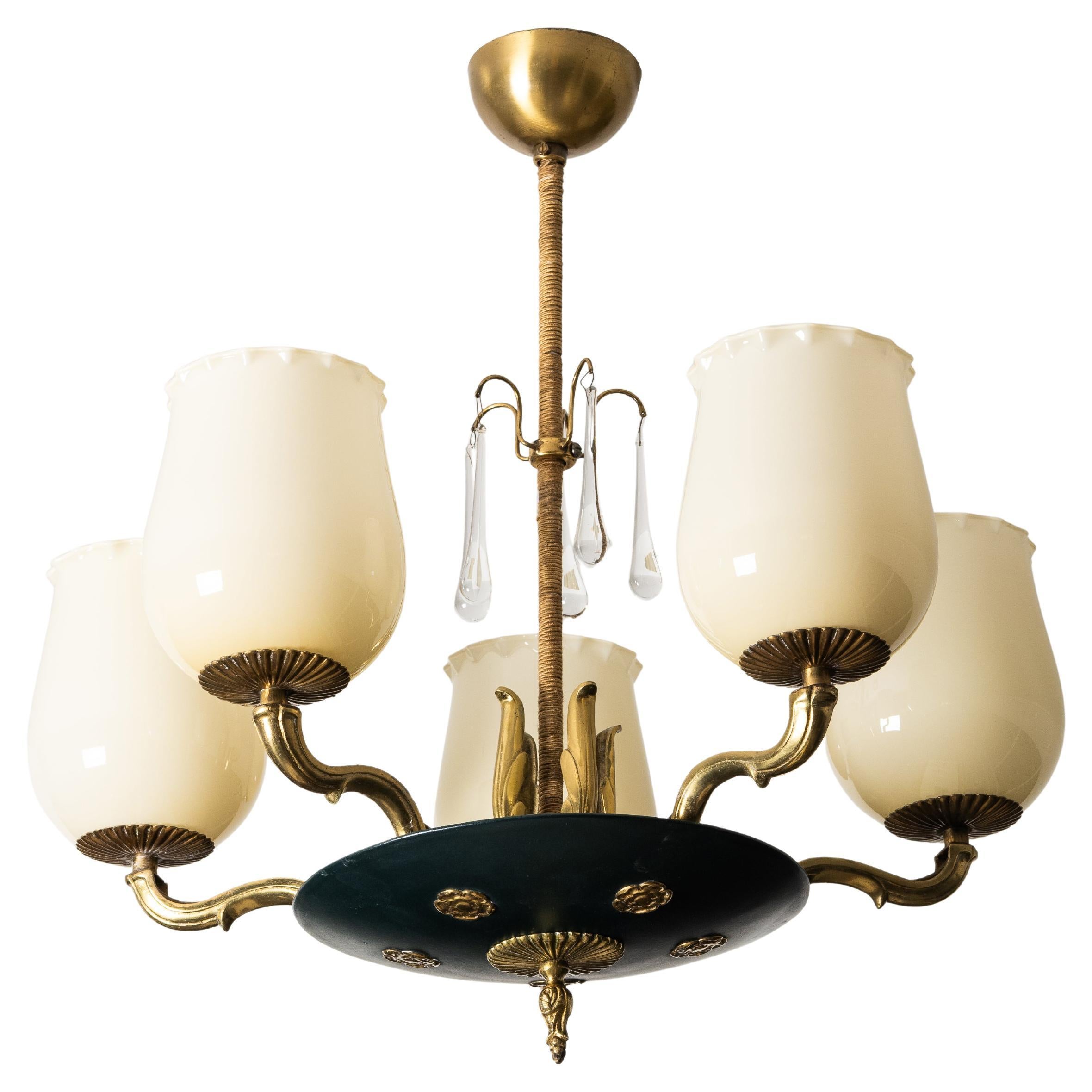 Chandelier Model 1374/5 by Paavo Tynell for Taito Oy, Finland, 1930s