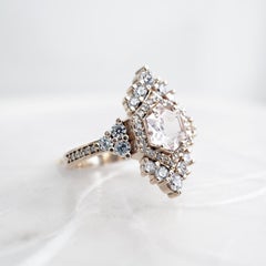 Hexagon Morganite Diamond Yellow Gold Engagement Ring
