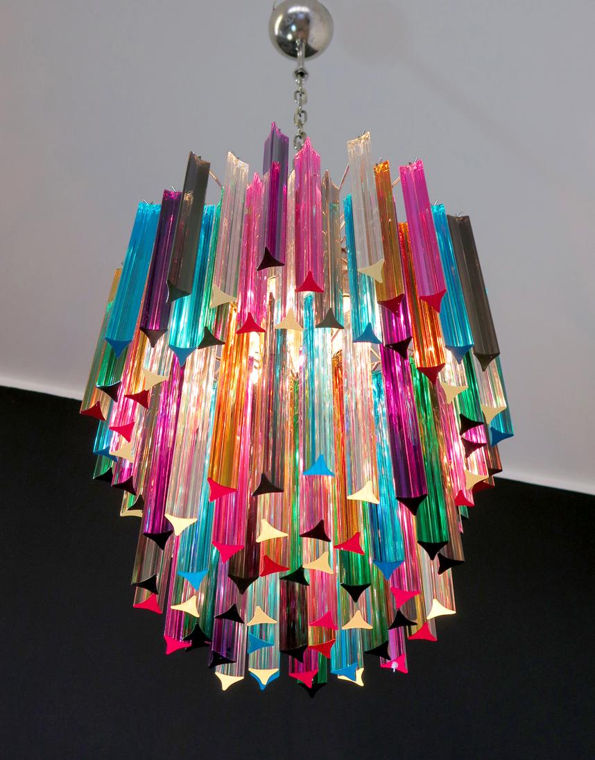 Chandelier Multi-Color Triedri, 107 Prism, Murano, 1970s 11