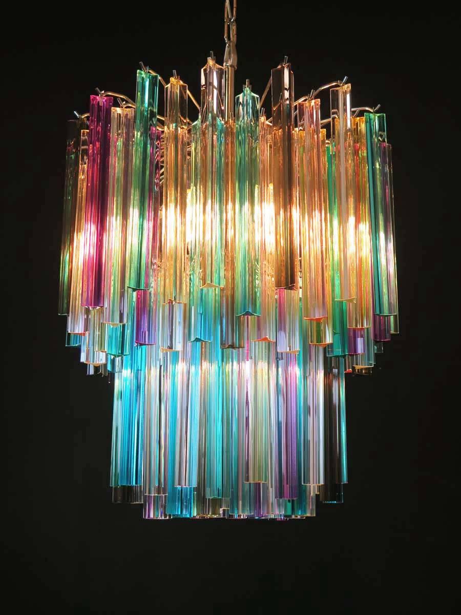 Chandelier Multi-Color Triedri. Murano, 1970s 5