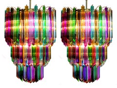 Chandelier Multicolor Quadriedri, 184 Prism, Murano, 1980s