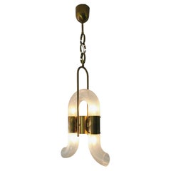 Chandelier Murano Glass and Brass by Carlo Nason Mid Century Modern Italy 1970s