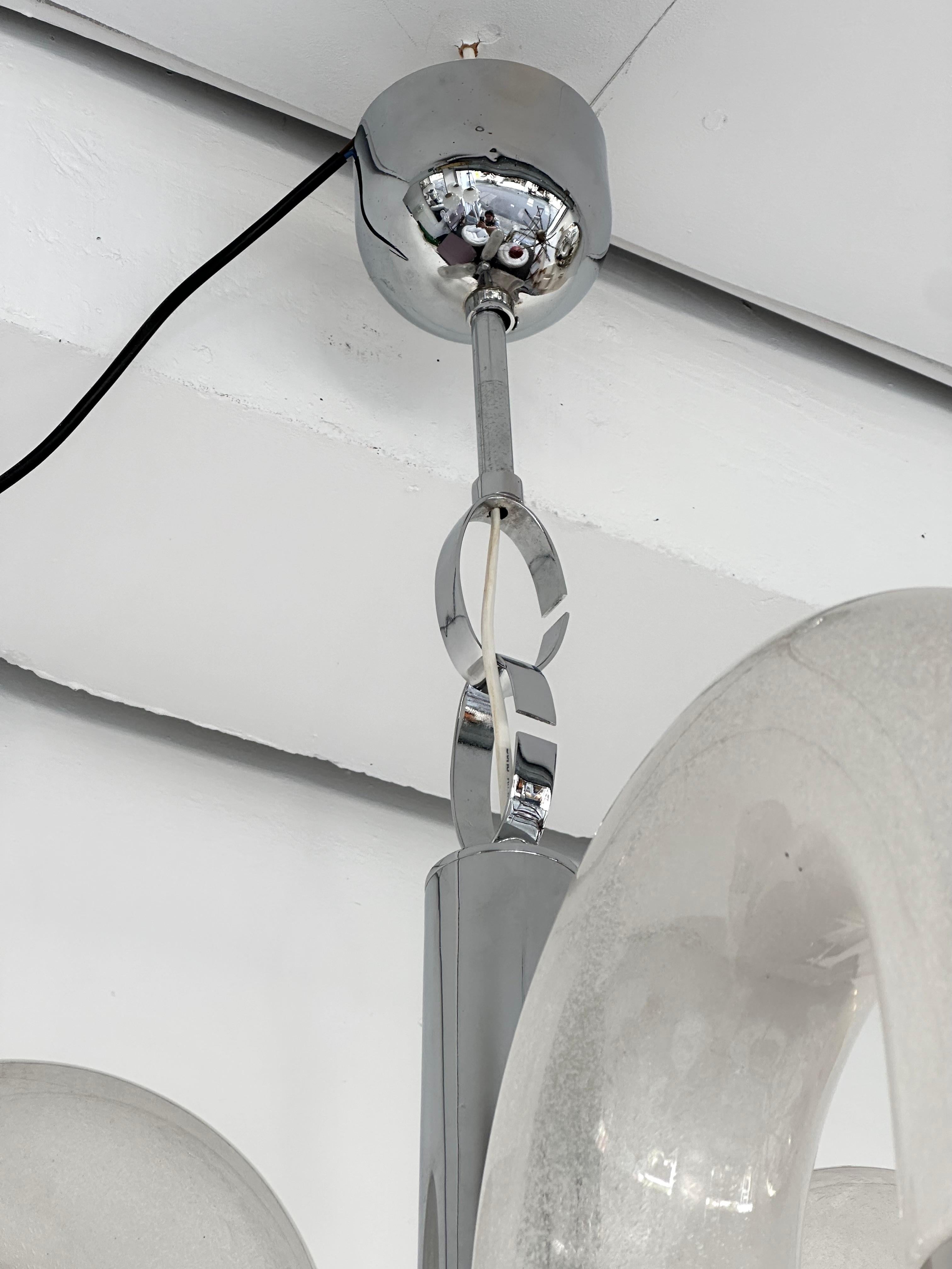 Lampadario in vetro di Murano e metallo di Aldo Nason per Mazzega, Italia, anni '70 in vendita 6