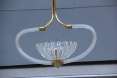 Lustre italien mi-siècle moderne en verre de Murano et laiton, 1940