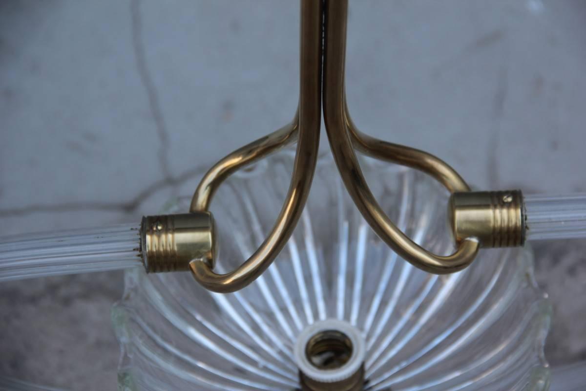 Chandelier Murano Glass Brass Italian Design Mid-Century Modern 1940 For Sale 2