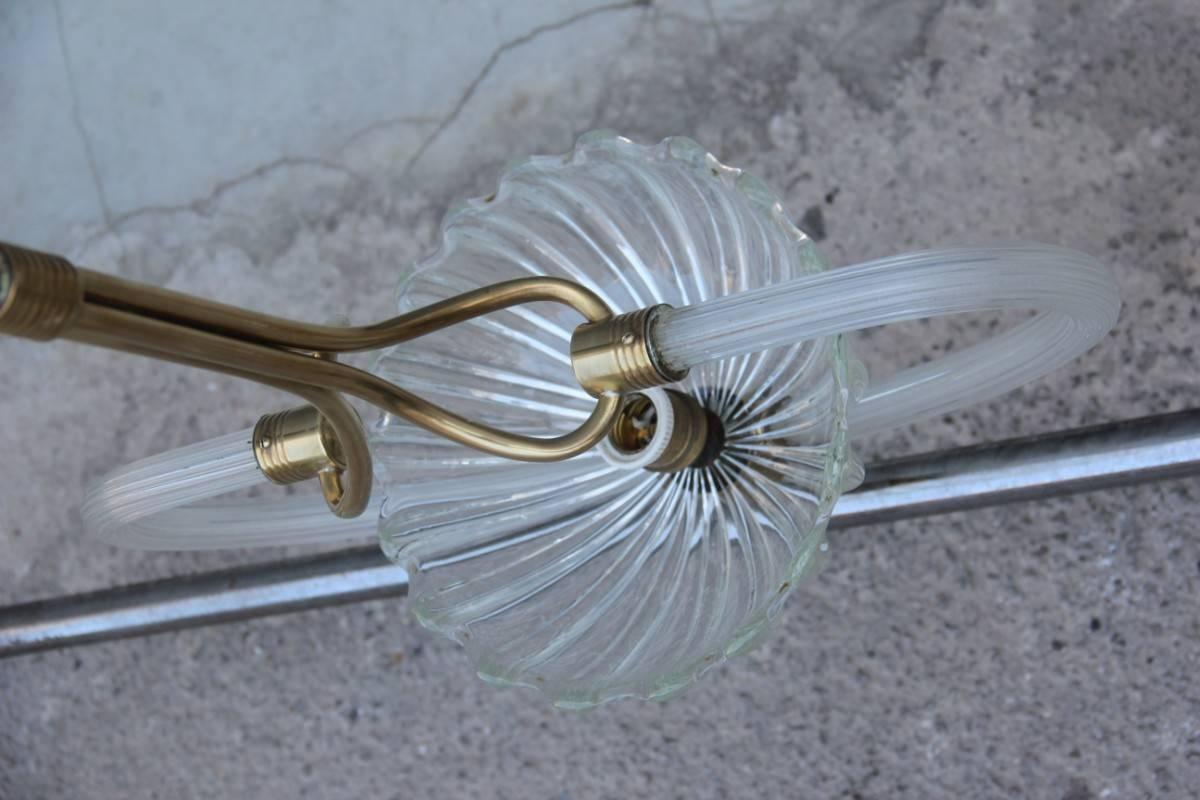 Chandelier Murano Glass Brass Italian Design Mid-Century Modern 1940 For Sale 3