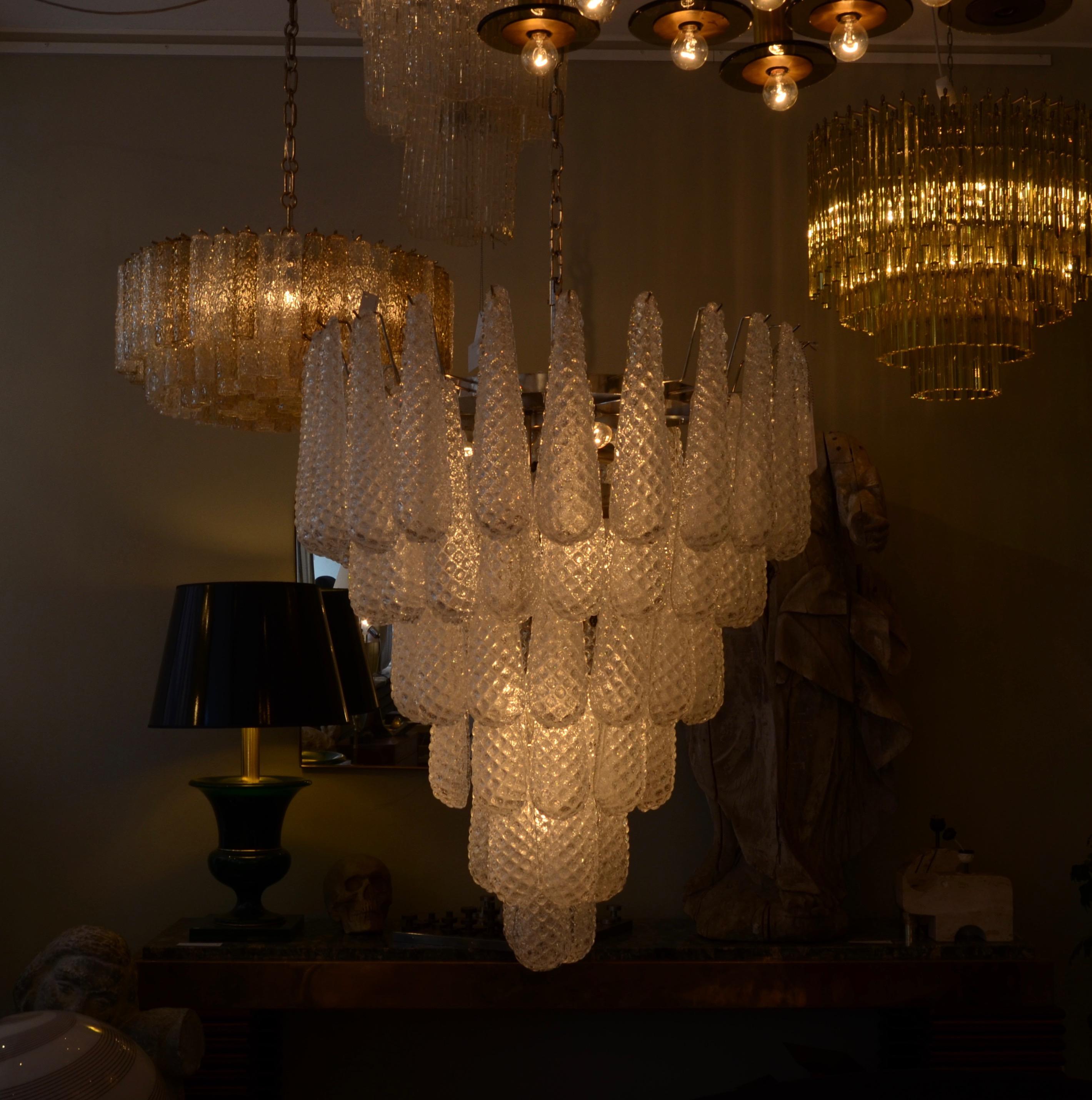 A large chandelier with Murano glass, Italy, 1970s.