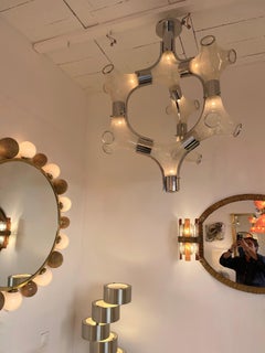 Chandelier Murano Glass Metal Chrome by Aldo Nason for Mazzega, Italy, 1970s