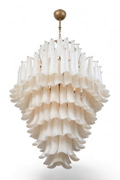 Chandelier Murano Glass “Scavo” 8-Tiered Feathered Chandelier, in stock