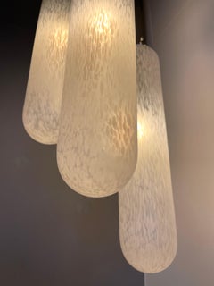 Chandelier Murano Glass Tube and Metal Chrome by Mazzega, Italy, 1970s