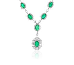 Chandelier Necklace with Emeralds and Diamonds