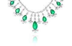 Chandelier Necklace with Emeralds and Diamonds