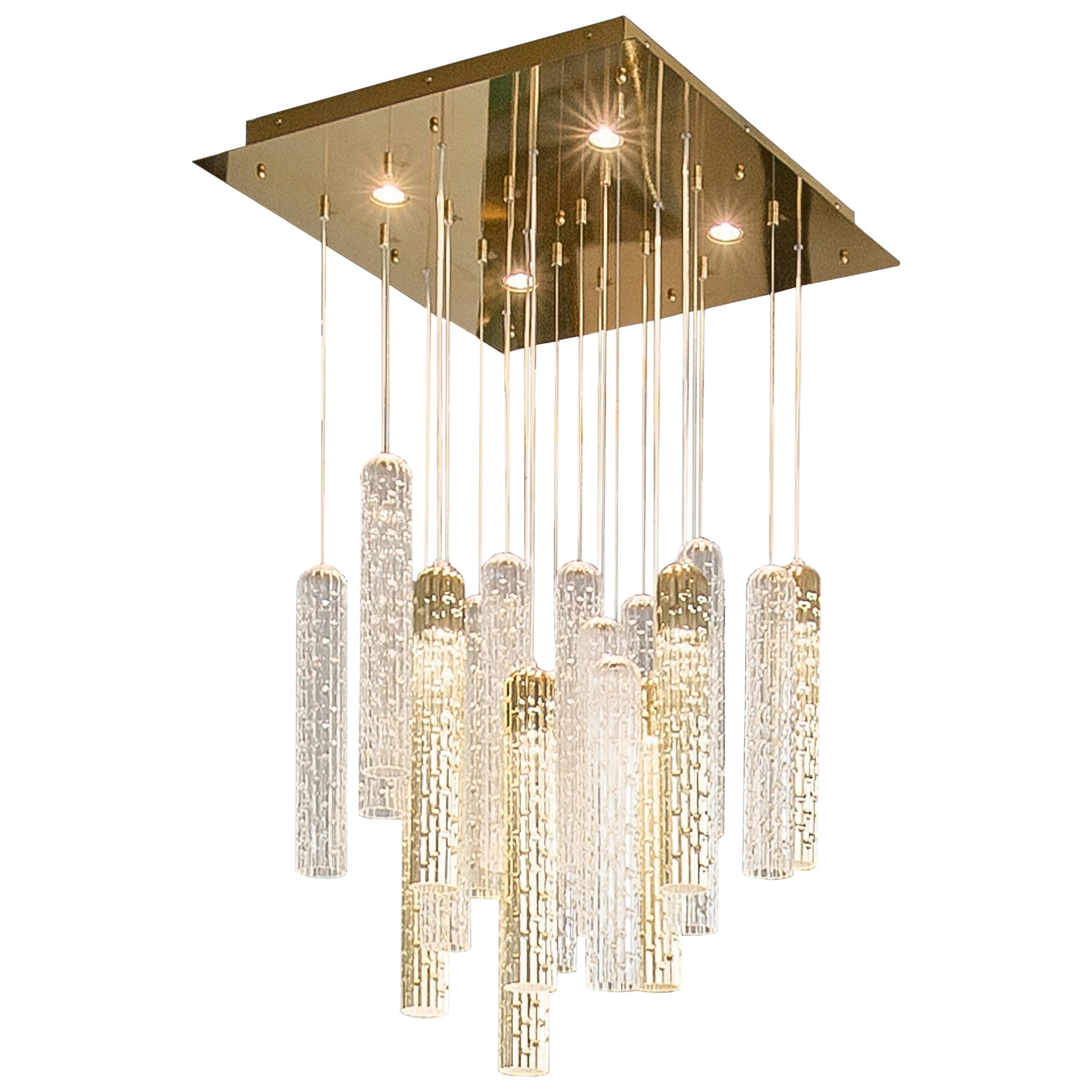 Chandelier New Pipe Small, Led, Muranese Glass, Italy For Sale