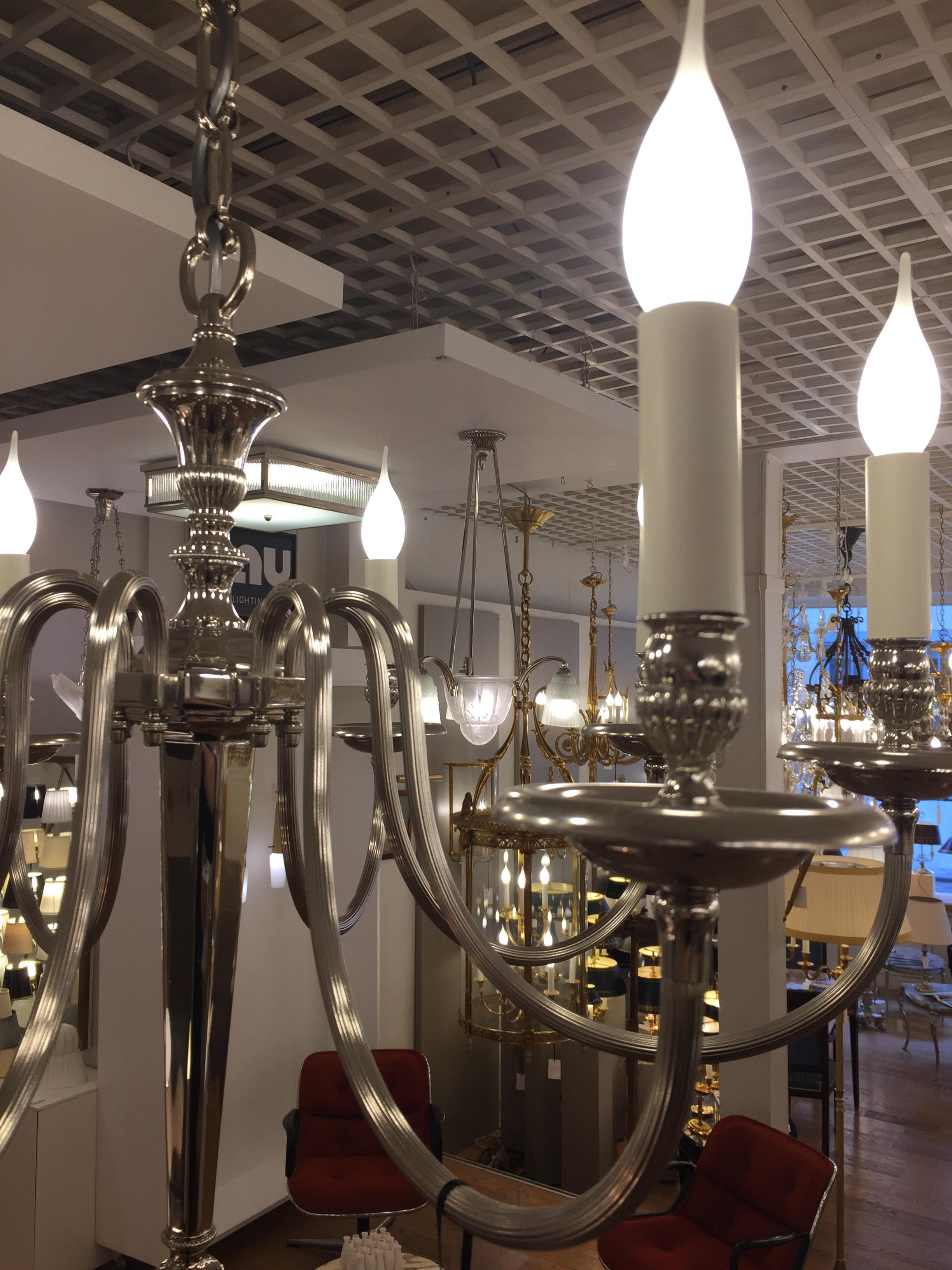 Chandelier Nickel Finish In Excellent Condition For Sale In PARIS, FR