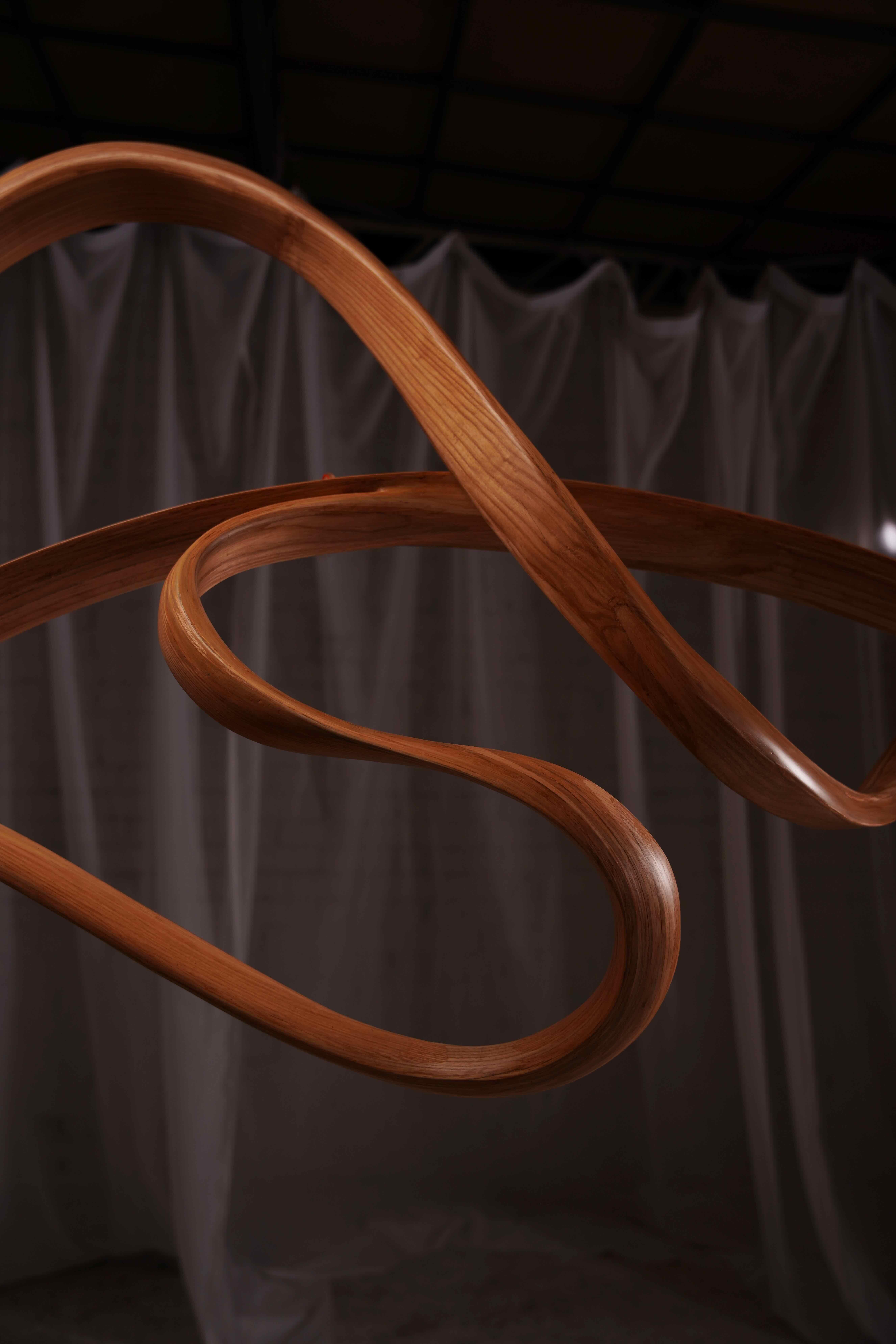 Wood Chandelier No. 1 - Fluentum Series For Sale
