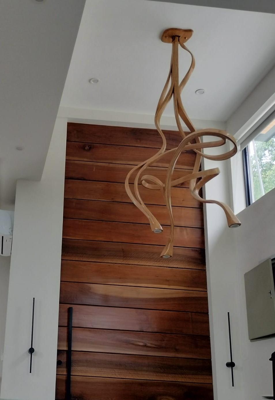 Organic Modern Chandelier No. 7 - Vrksa Series - Bent Wood Pendant Chandelier Light For Sale