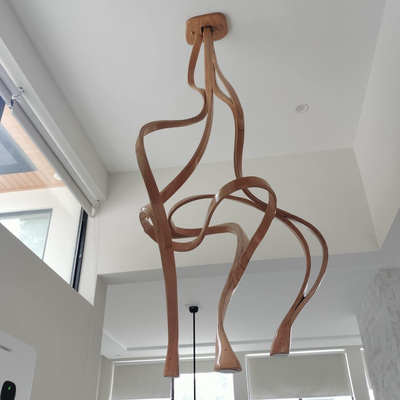 Woodwork Chandelier No. 7 - Vrksa Series - Bent Wood Pendant Chandelier Light For Sale