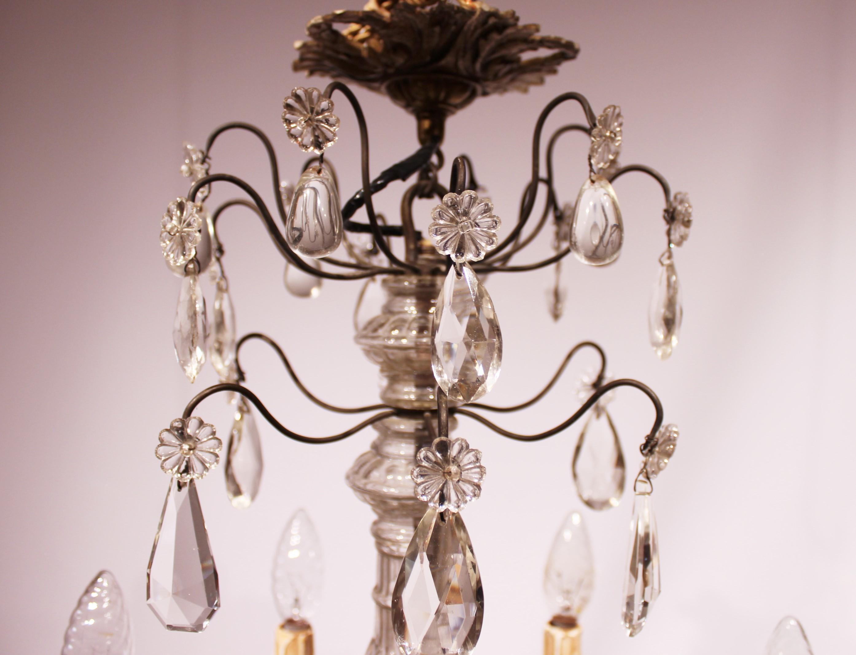 Other Chandelier of Brass and Polished Prisms from France, circa 1920s