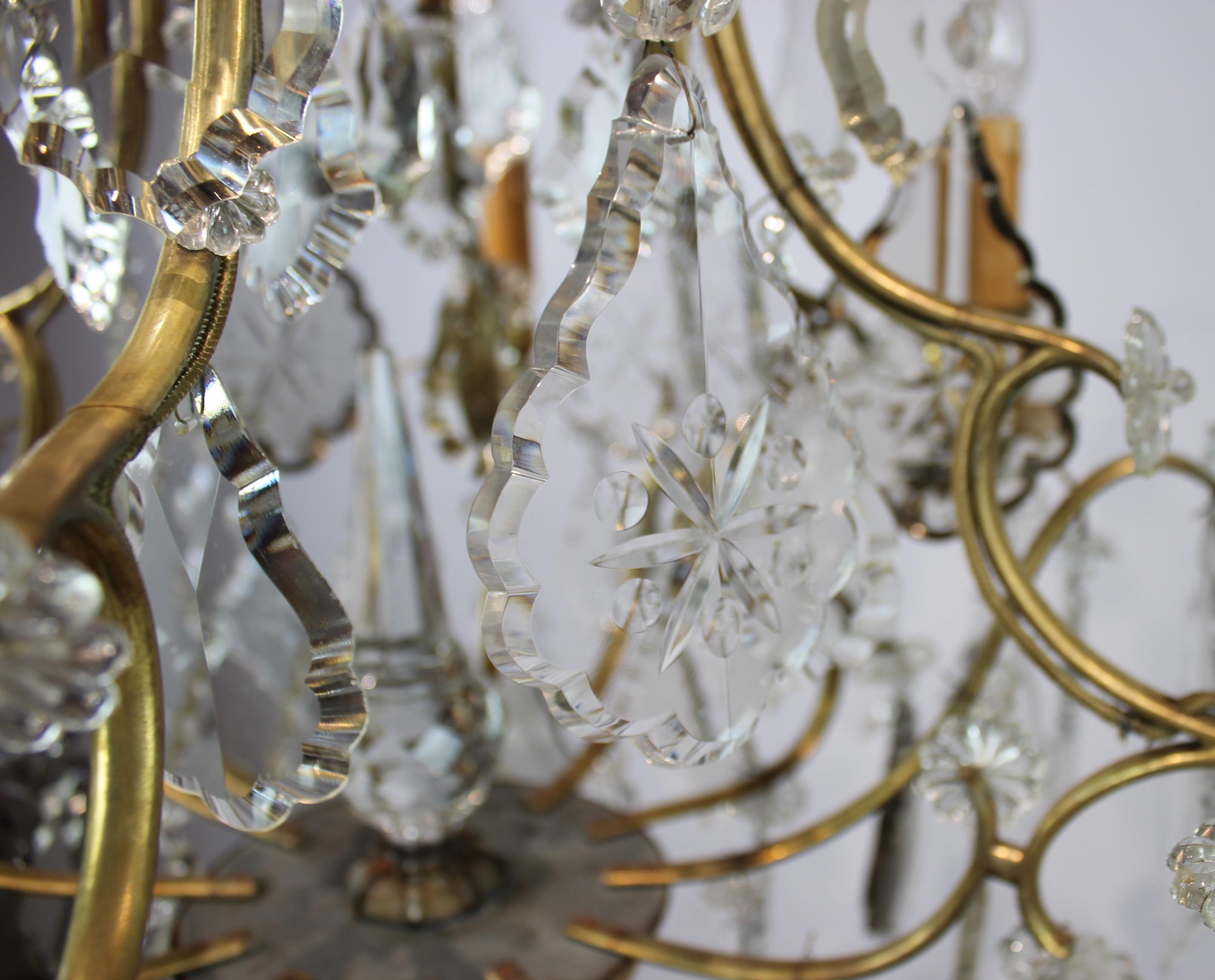 Chandelier of Brass and Polished Prisms from France, circa 1920s 3