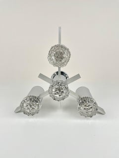 Chandelier or Sconces in Chrome and Glass by Gaetano Sciolari, Italy, 1970s