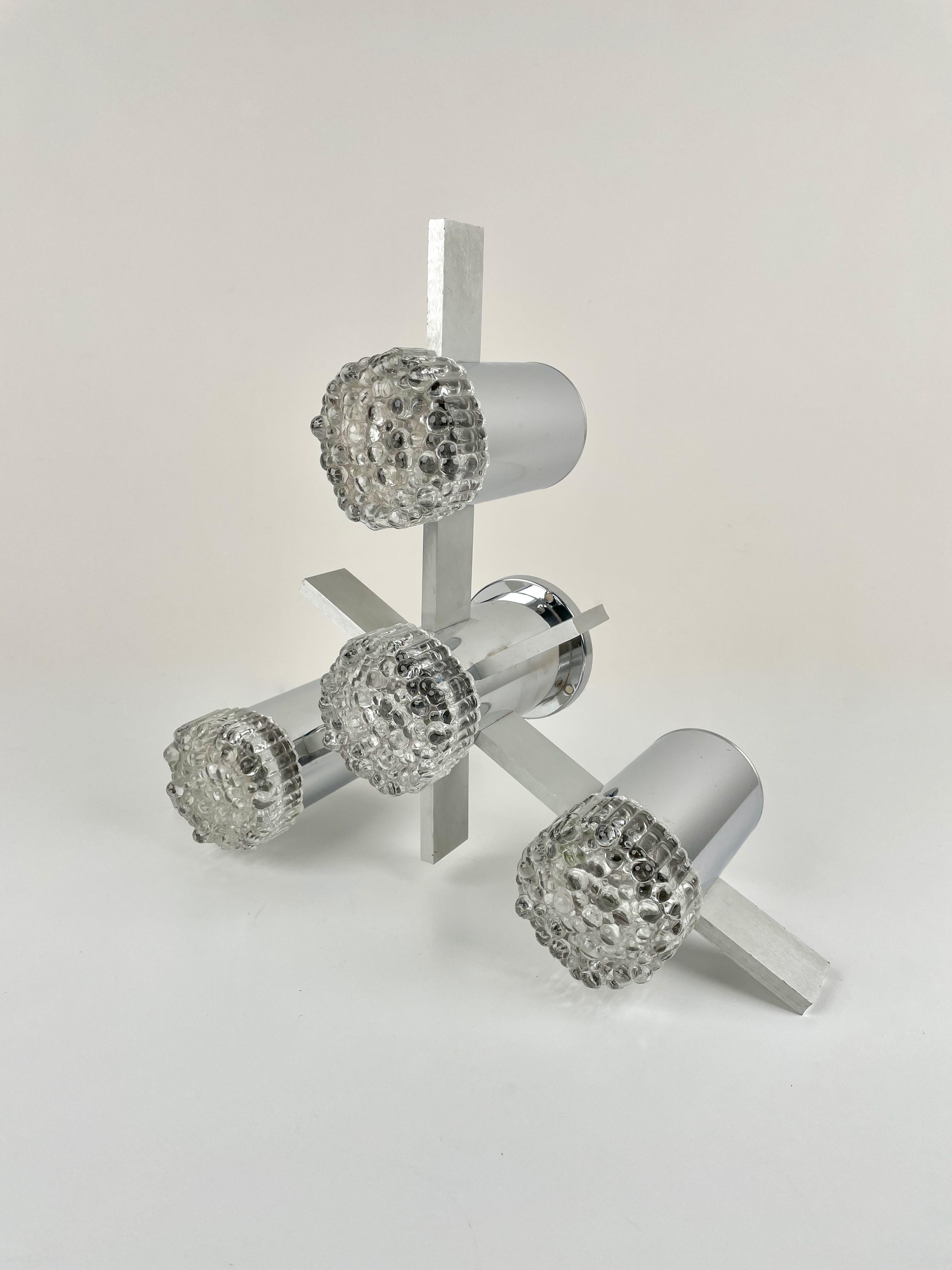 Chandelier or Sconces in Chrome and Glass by Gaetano Sciolari, Italy, 1970s For Sale 1