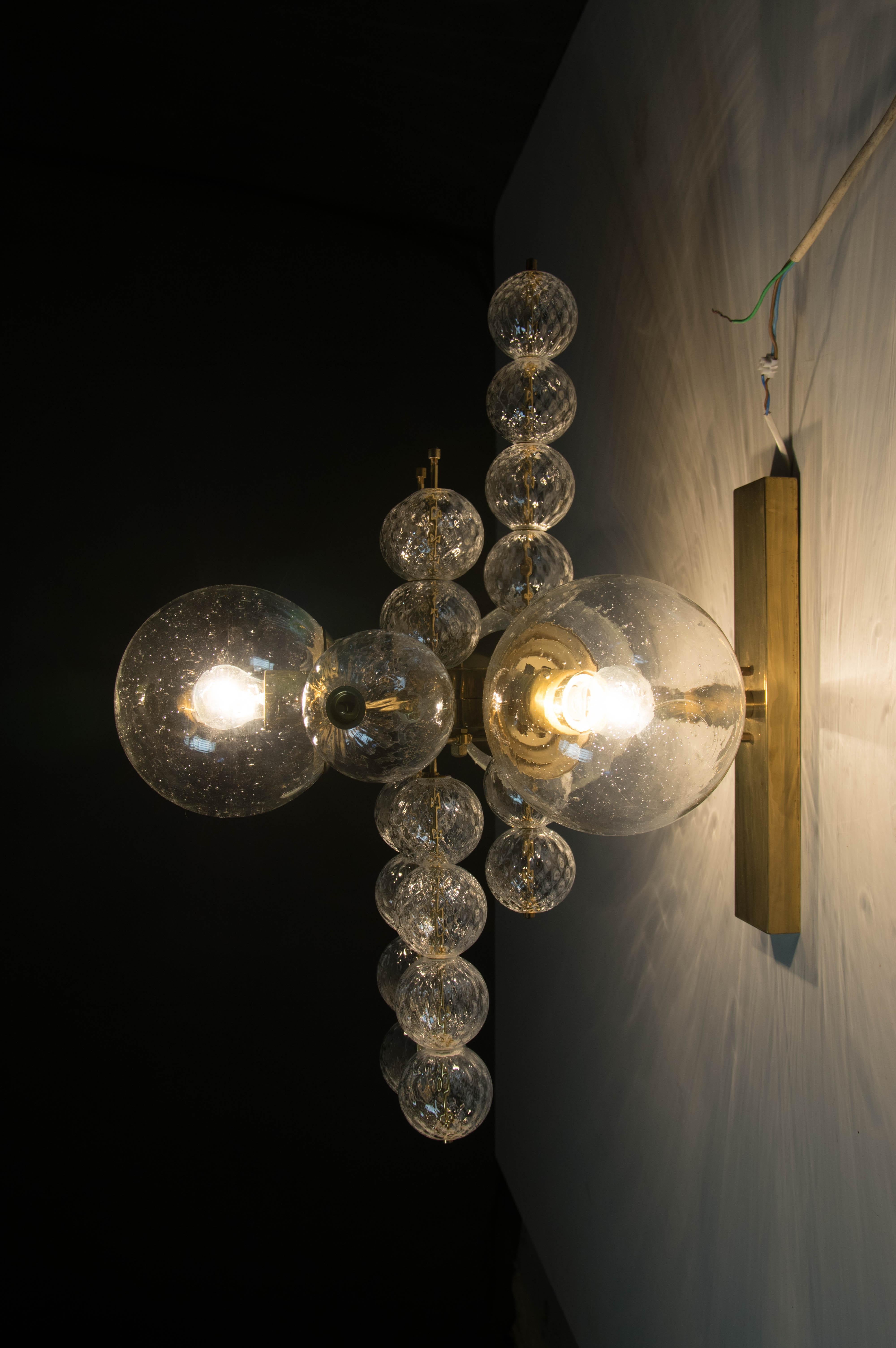 Luxury light fixtures by Preciosa, Kamenicky Senov, Czechoslovakia.
Could be used as wall lamps or chandeliers.
This whole set was placed in a town hall.
Combination of more items can creates really huge chandelier for public places as town