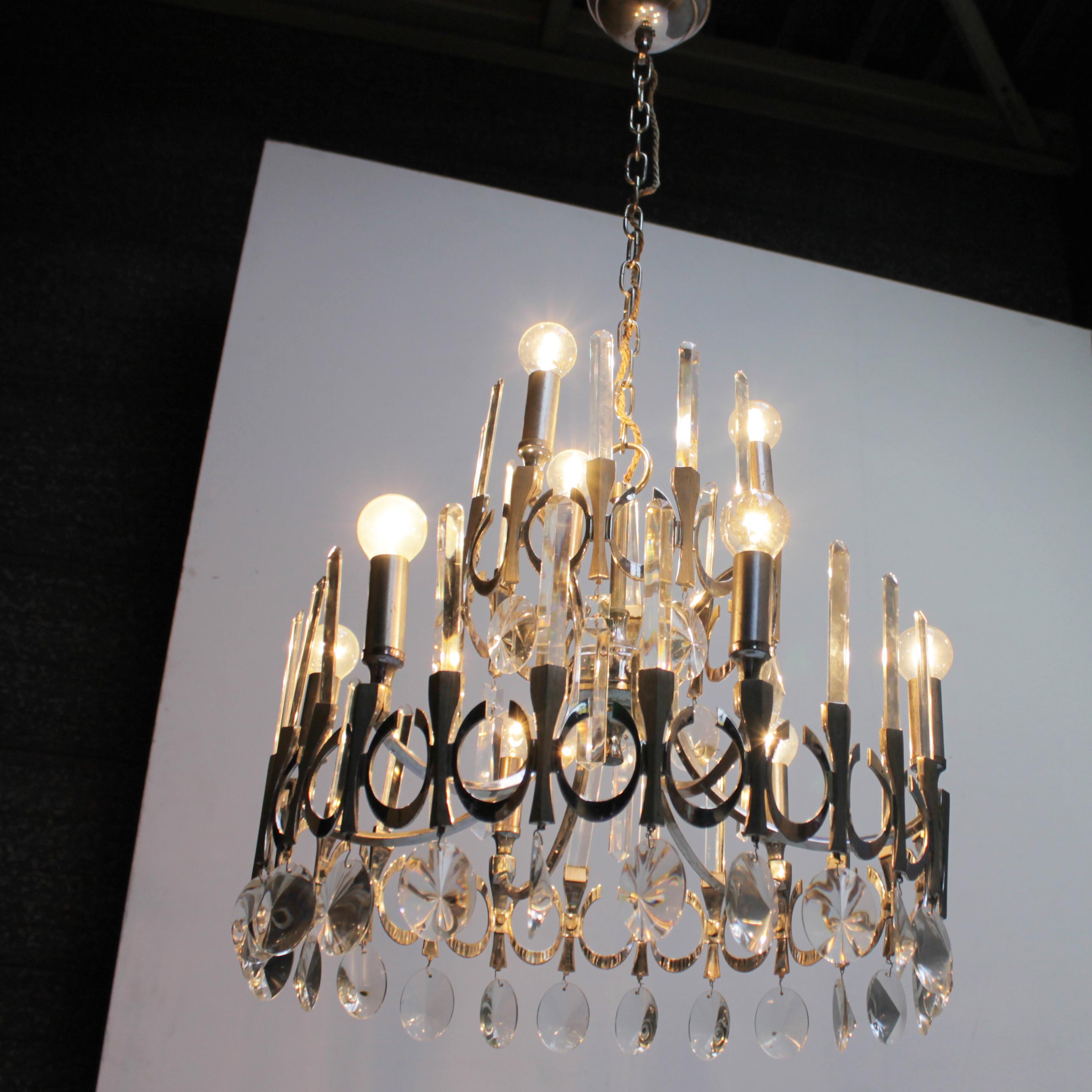 Chrome Chandelier 'Ovali' by Gaetano Sciolari, Italy For Sale