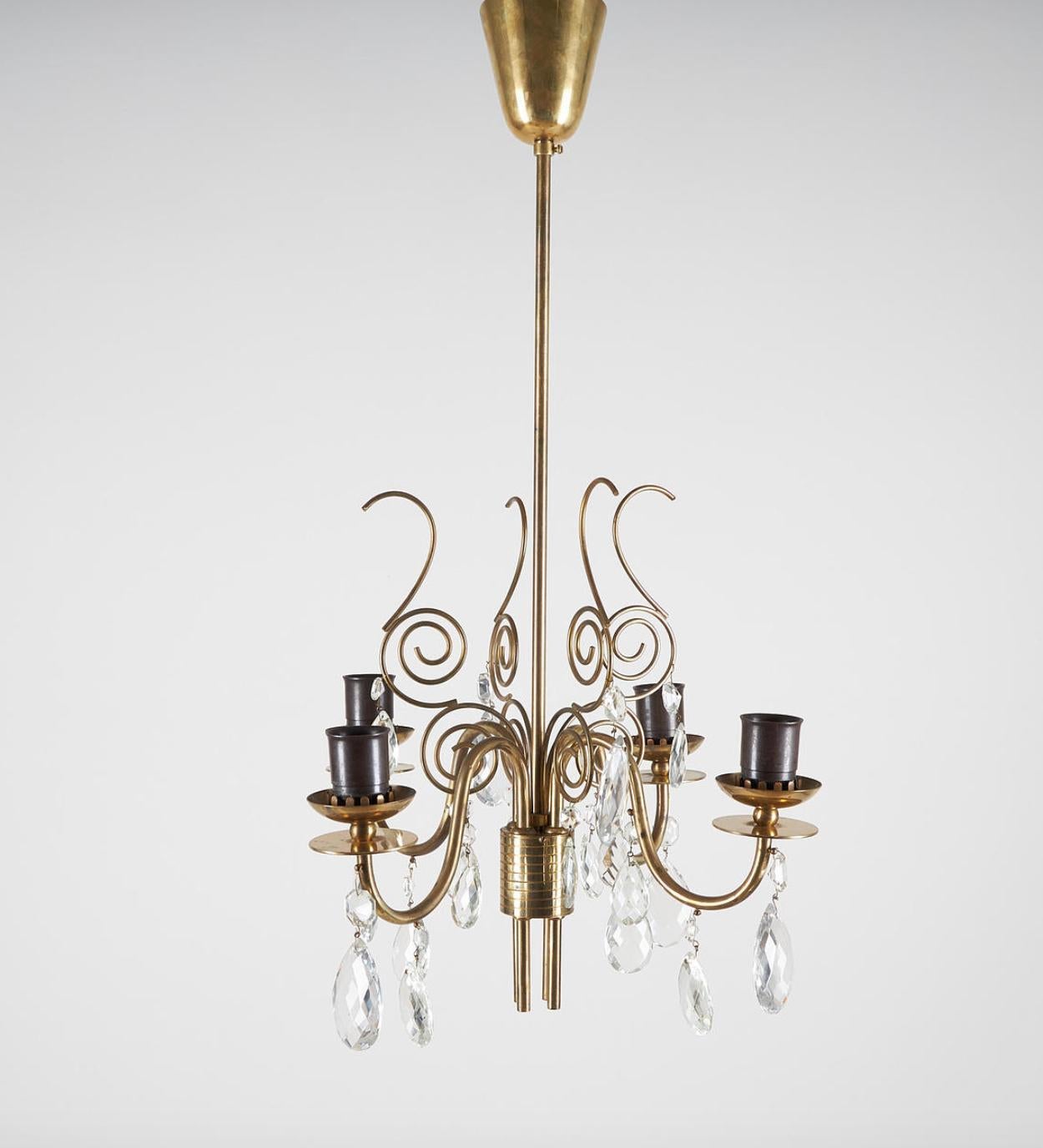 Chandelier Paavo Tynell attr. Produced by Idman In Good Condition For Sale In Long Island City, NY