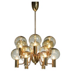 Chandelier "Patricia" by Hans Agne Jakobsson model T372 glass smoked globes