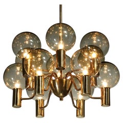 Vintage Chandelier "Patricia" by Hans Agne Jakobsson model T372 glass smoked globes 