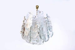 Chandelier Pendant Citrus Swirl Design Kalmar Glass Brass Vienna Austria 1960s