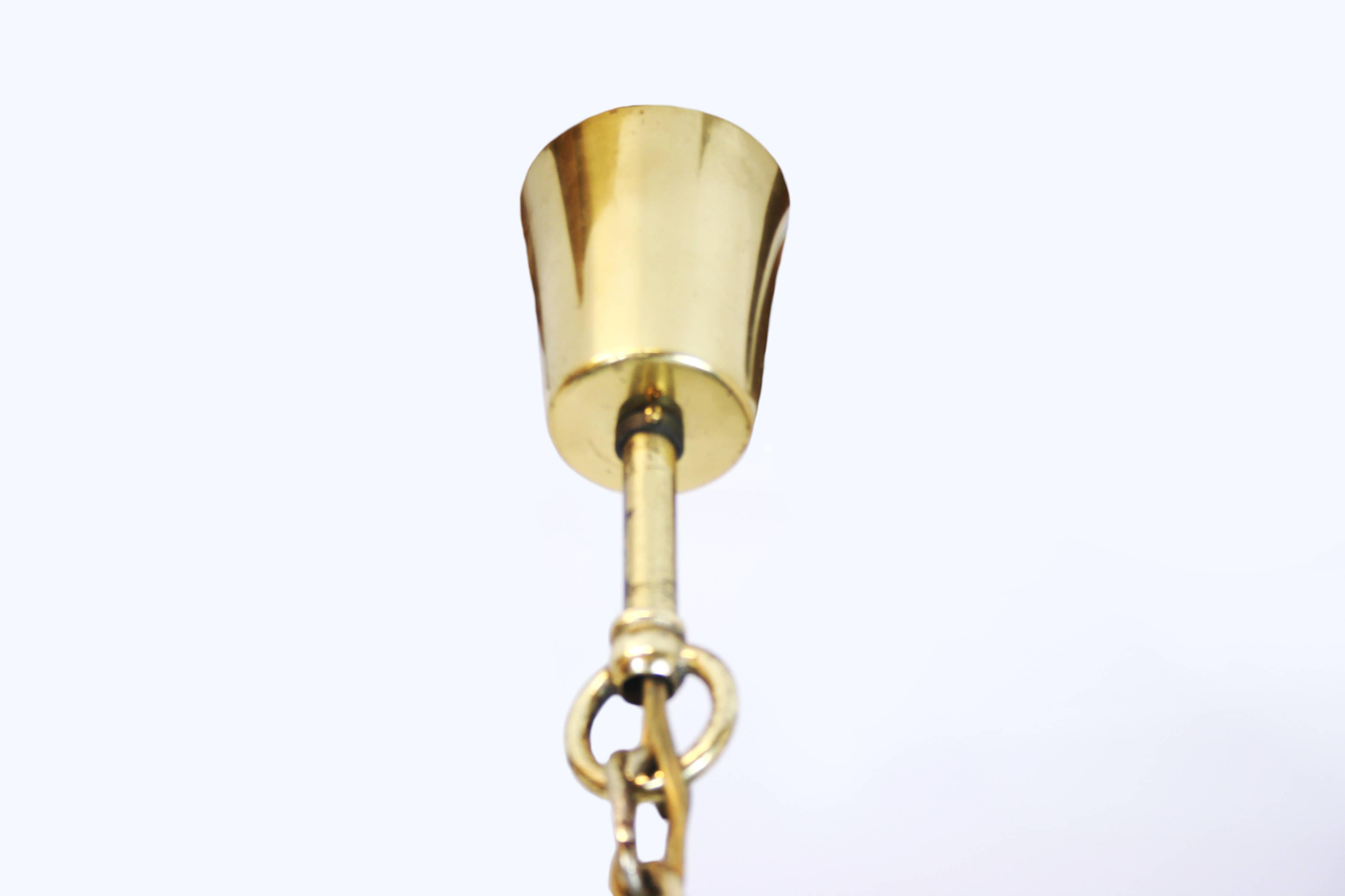 Chandelier Pendant Citrus Swirl Design Kalmar Glass Brass Vienna Austria 1960s For Sale 1