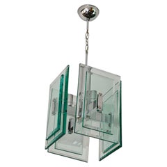 Chandelier Pendant Glass Attributed Fontana Arte Italy 60/70s Mid-Century Modern